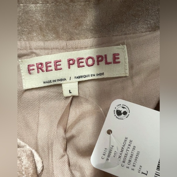 NWT Free People Ballet Racer Jacket Champagne Ruffle Peplum Velvet - Picture 4 of 4